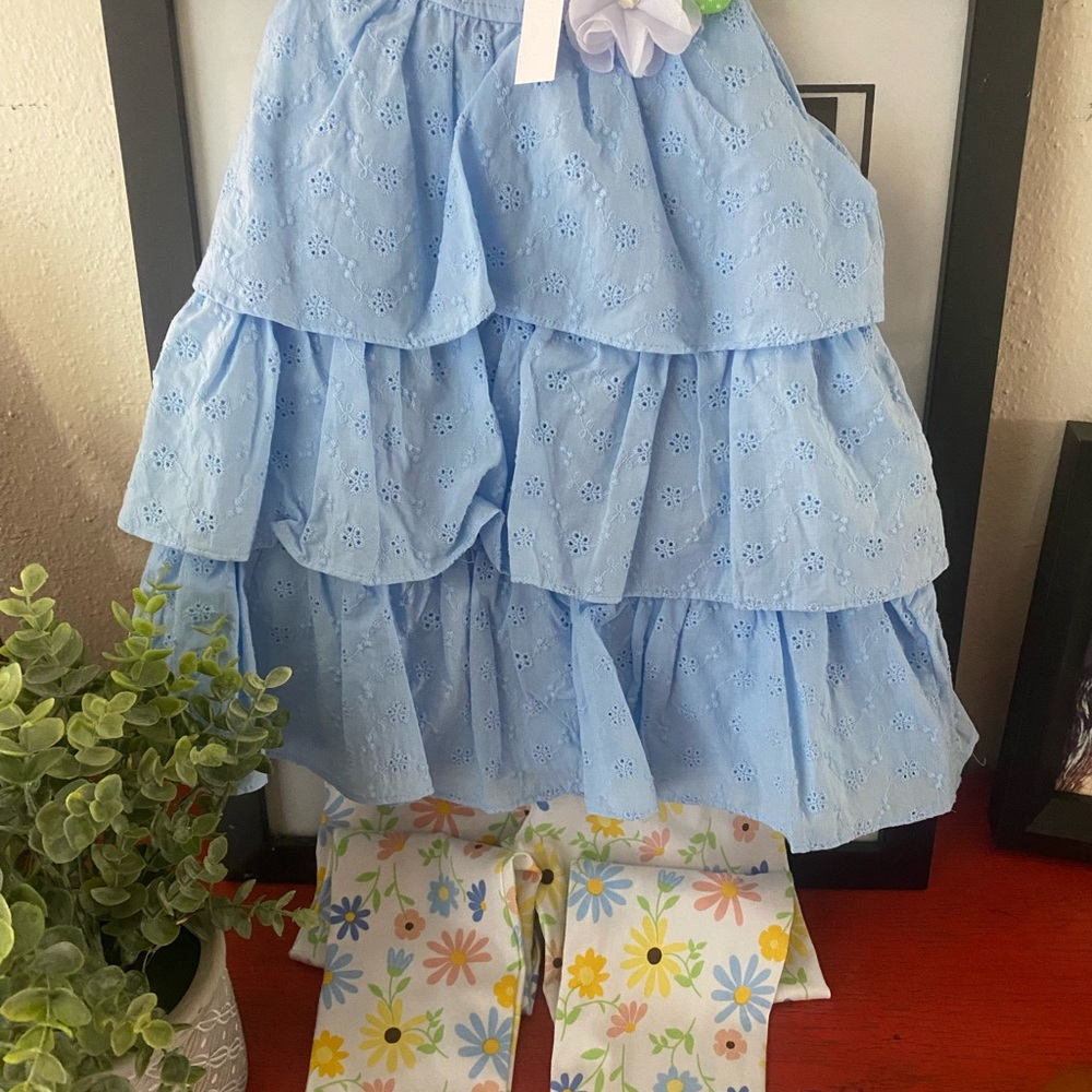 Good Lad Blue Tiered Ruffled top Matching Set with pants
